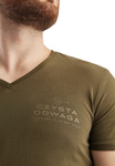 Czysta Odwaga Męski T-shirt V-neck oliwkowy